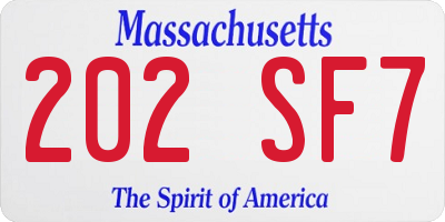 MA license plate 202SF7