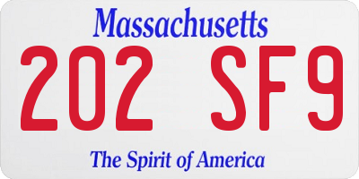 MA license plate 202SF9