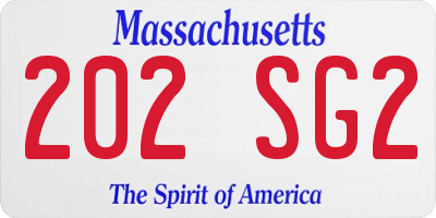MA license plate 202SG2