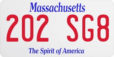 MA license plate 202SG8