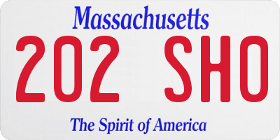 MA license plate 202SH0