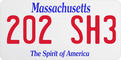 MA license plate 202SH3