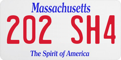 MA license plate 202SH4