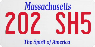 MA license plate 202SH5