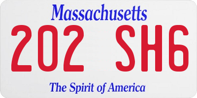 MA license plate 202SH6