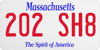 MA license plate 202SH8