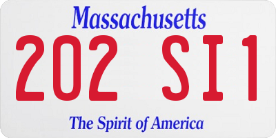 MA license plate 202SI1