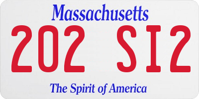 MA license plate 202SI2