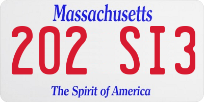 MA license plate 202SI3