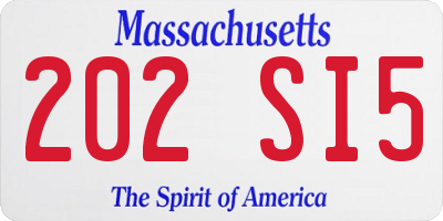 MA license plate 202SI5