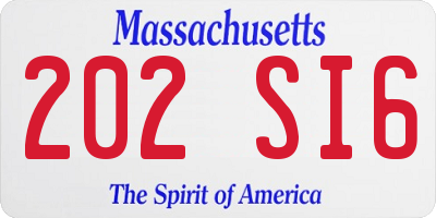 MA license plate 202SI6