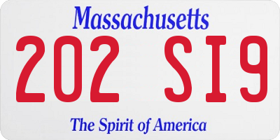 MA license plate 202SI9