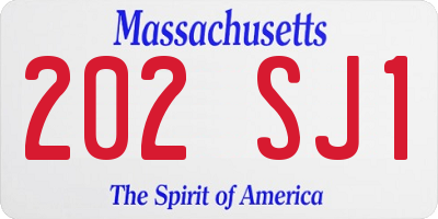 MA license plate 202SJ1