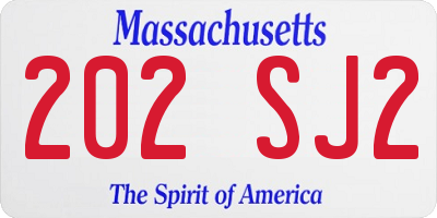 MA license plate 202SJ2
