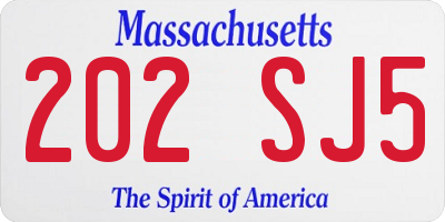 MA license plate 202SJ5