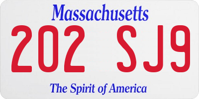 MA license plate 202SJ9
