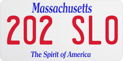 MA license plate 202SL0