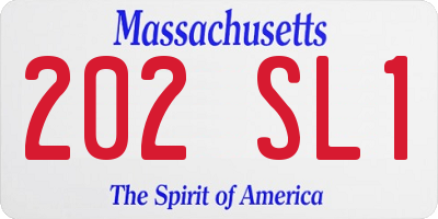 MA license plate 202SL1