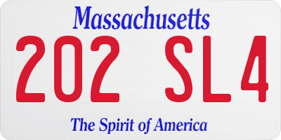 MA license plate 202SL4