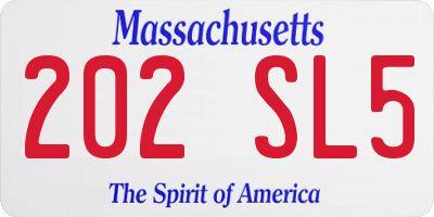 MA license plate 202SL5