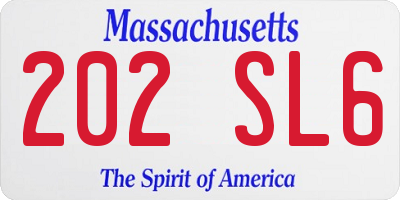 MA license plate 202SL6