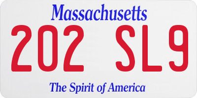MA license plate 202SL9