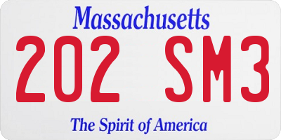 MA license plate 202SM3