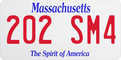 MA license plate 202SM4