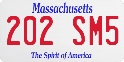 MA license plate 202SM5