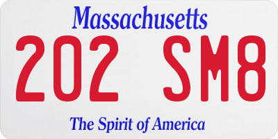 MA license plate 202SM8