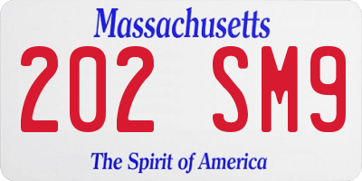 MA license plate 202SM9