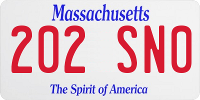 MA license plate 202SN0
