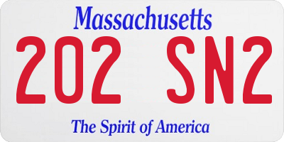 MA license plate 202SN2