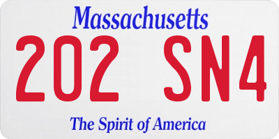 MA license plate 202SN4