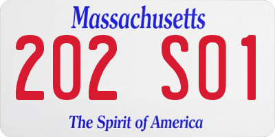 MA license plate 202SO1