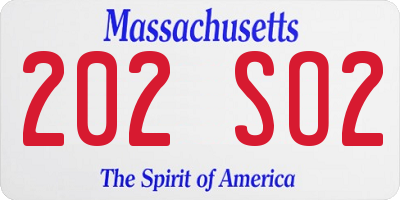 MA license plate 202SO2