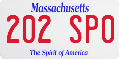 MA license plate 202SP0
