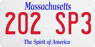 MA license plate 202SP3
