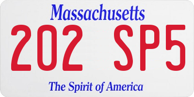 MA license plate 202SP5