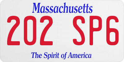 MA license plate 202SP6