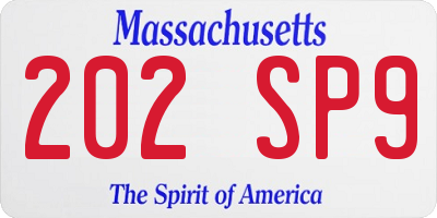 MA license plate 202SP9