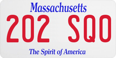 MA license plate 202SQ0