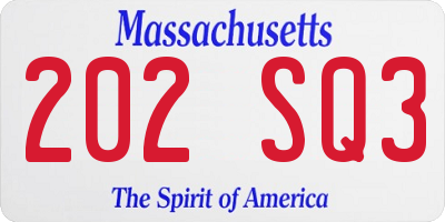 MA license plate 202SQ3