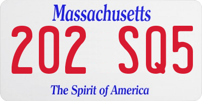 MA license plate 202SQ5
