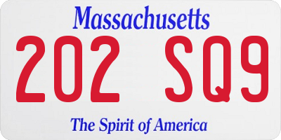 MA license plate 202SQ9