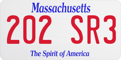 MA license plate 202SR3