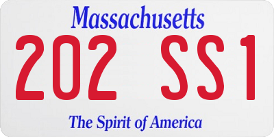 MA license plate 202SS1
