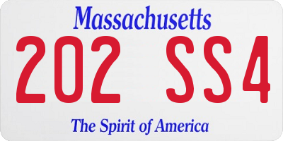 MA license plate 202SS4