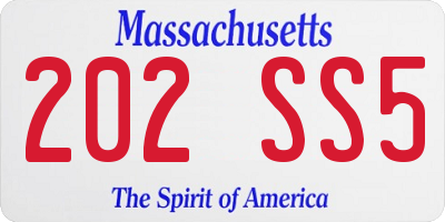 MA license plate 202SS5