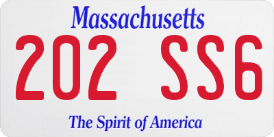 MA license plate 202SS6